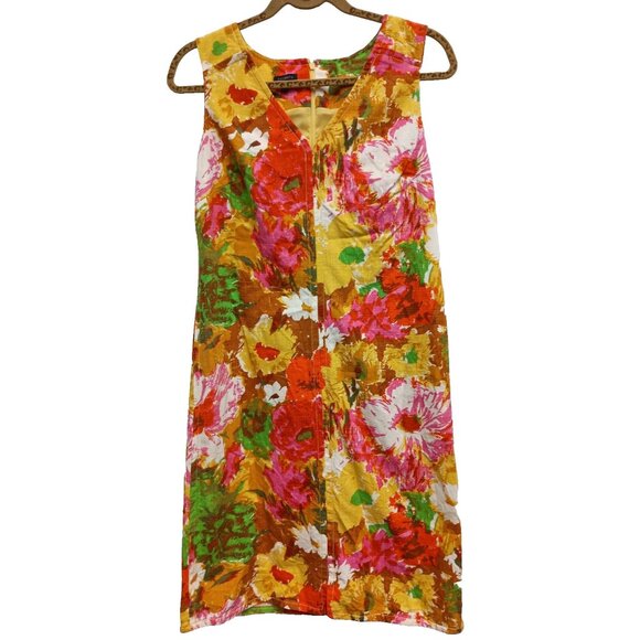 Talbots Womens Shift Dress Size 10 Multicolor Floral Cotton Sleeveless Preppy - Picture 1 of 10